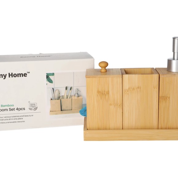 Danny Home Bamboo Bathroom 4-Piece Set
