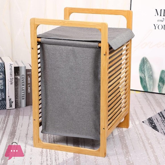 Portable Bamboo Laundry Basket Fabric Rack Storage Basket Bedroom Bathroom