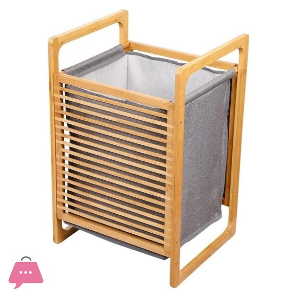 Portable Bamboo Laundry Basket Fabric Rack Storage Basket Bedroom Bathroom