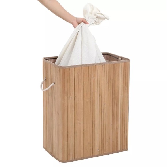 Bamboo Laundry Basket Toy Box Two Compartment for the bathroom