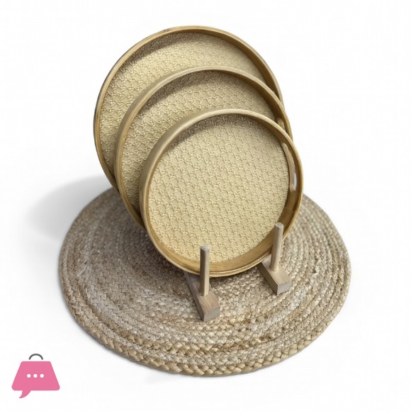 Bamboo Serving Tray with Handles Serving Tray 3-Pieces