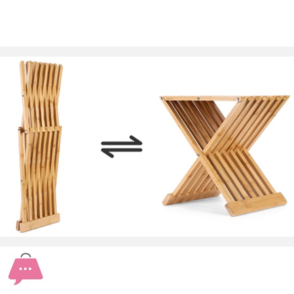 Bamboo Waterproof Folding Stool Multi-Use Seat for Bathroom and Steam Sauna Room