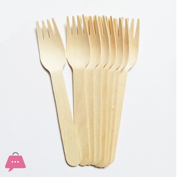 Bamboo Wood Fork & Spoon (100 Pieces)