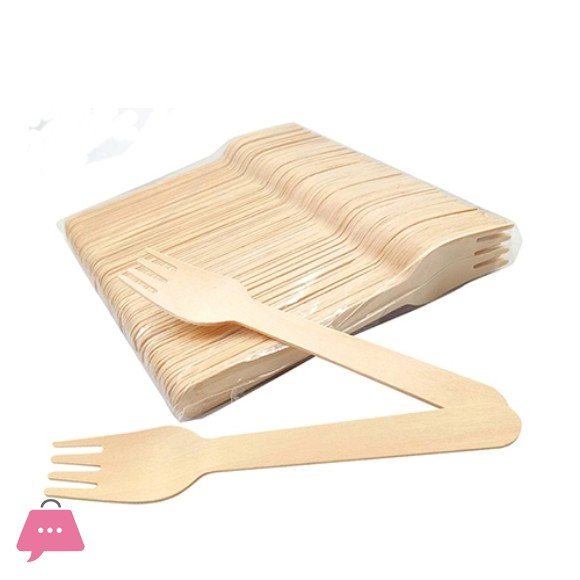 Bamboo Wood Fork & Spoon (100 Pieces)