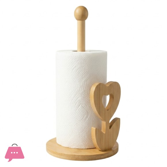 Bamboo Wood Tissue Holder Vertical Roll Pole Paper Towel Holder