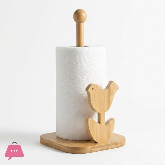 Bamboo Wood Tissue Holder Vertical Roll Pole Paper Towel Holder