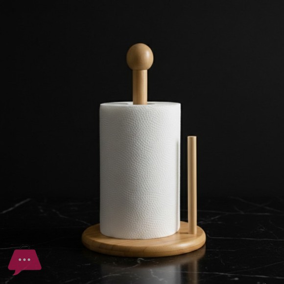 Bamboo Wood Tissue Holder Vertical Roll Pole Paper Towel Holder