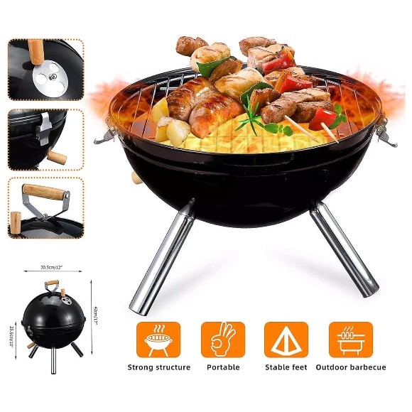 Barbecue Portable Charcoal Grills Mini Round 30.5x42cm