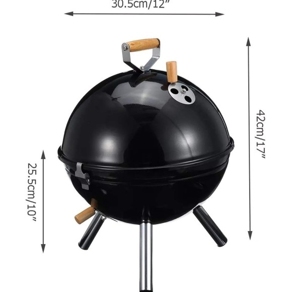 Barbecue Portable Charcoal Grills Mini Round 30.5x42cm