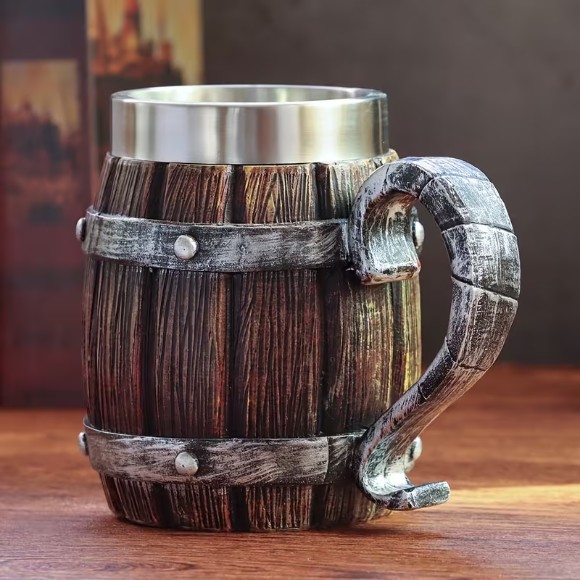 Barrel Shape Stainless Steel Cup Made of Resin Perfect for Cold Drinks