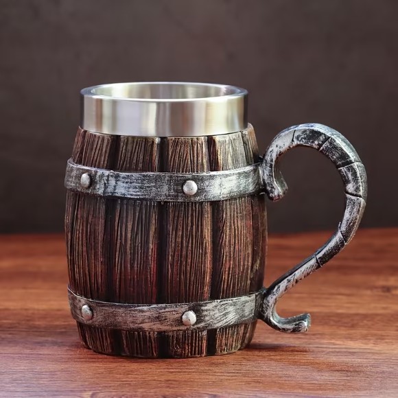 Barrel Shape Stainless Steel Cup Made of Resin Perfect for Cold Drinks