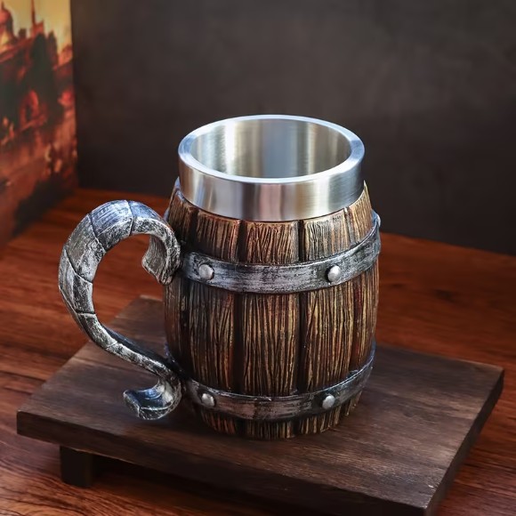 Barrel Shape Stainless Steel Cup Made of Resin Perfect for Cold Drinks