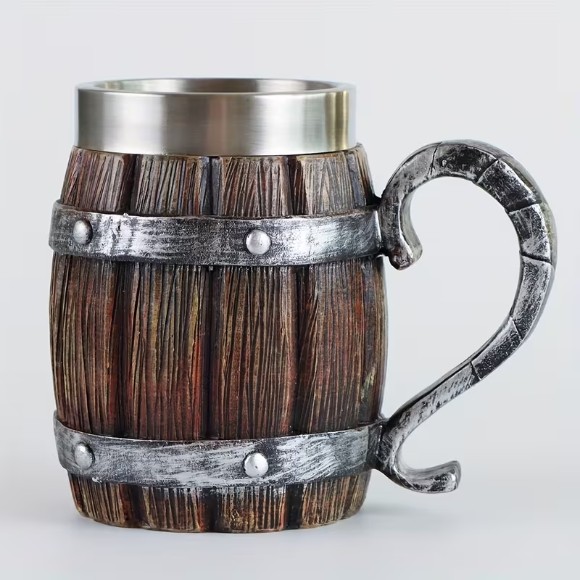 Barrel Shape Stainless Steel Cup Made of Resin Perfect for Cold Drinks