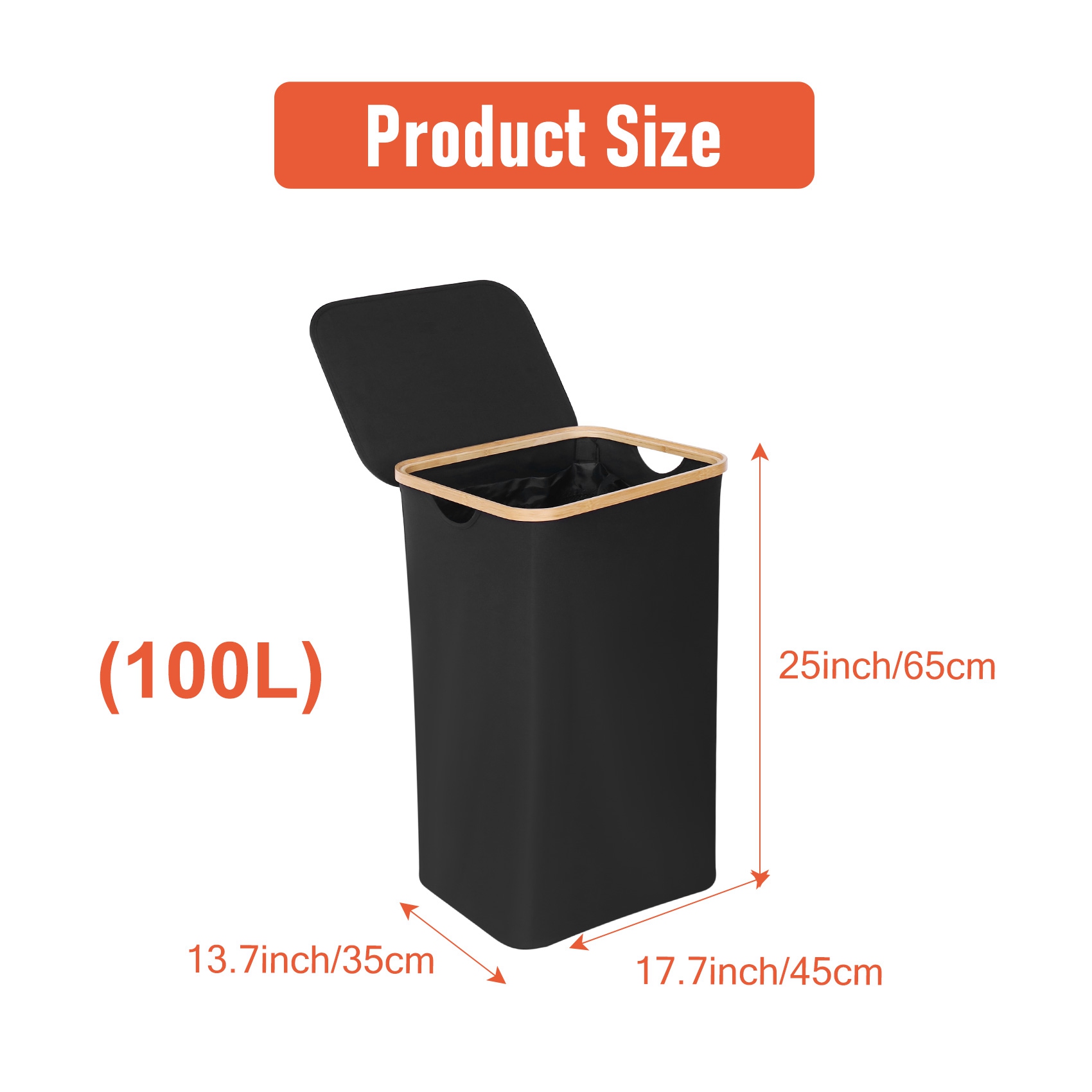 Laundry Basket with Lid Black Laundry Sorter for Bathroom & Bedroom