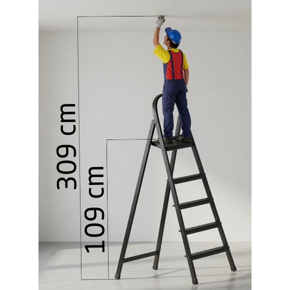 CAKMAK LEO 4+1 Metal Step Ladder Turkey Made