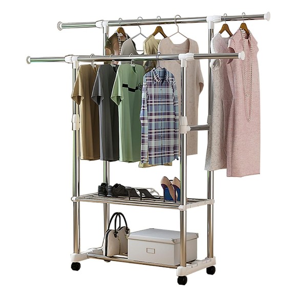 Clothes Indoor Folding Clothes Rail Double Pole