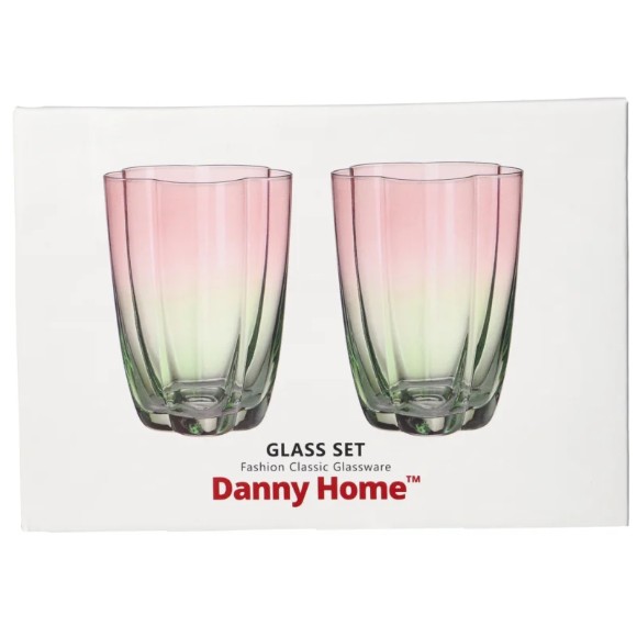 Danny Home Two Toned Floral Shaped Cocktail Glasses Set 2Pcs