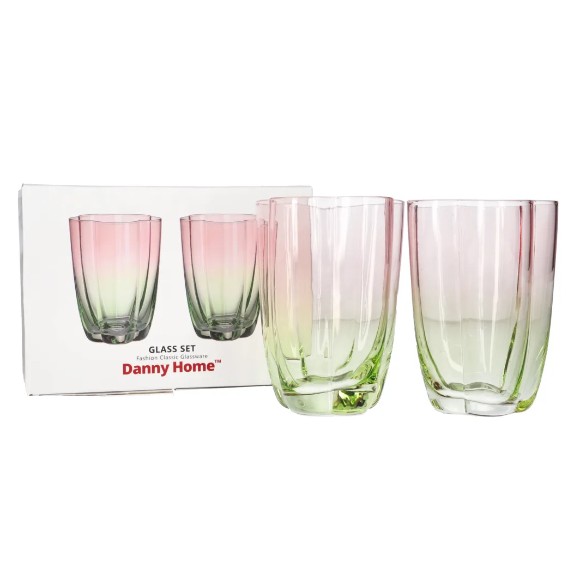 Danny Home Two Toned Floral Shaped Cocktail Glasses Set 2Pcs