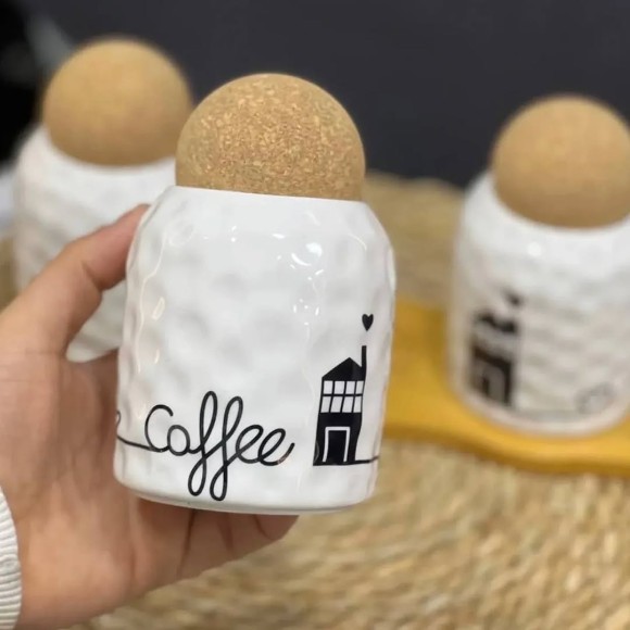 Cork Lid Tea Coffee And Sugar Storage Set Stopper
