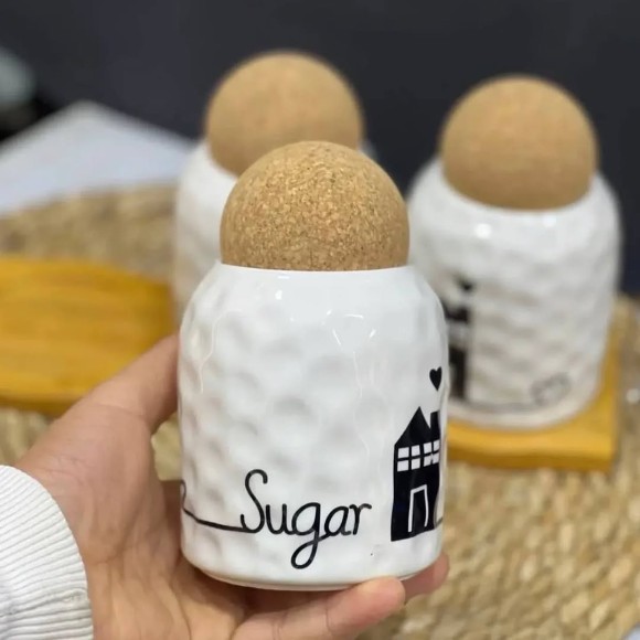Cork Lid Tea Coffee And Sugar Storage Set Stopper