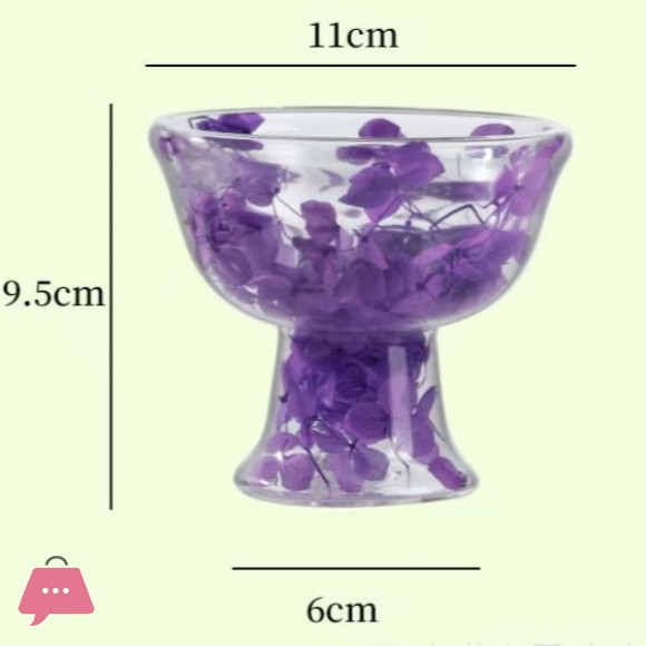 Creative Double Wall Transparent Glass Lotus Cup for Ice Cream 1-pcs
