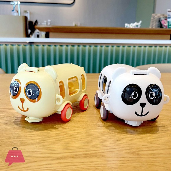 Cute Panda Bear Car Plastic Water Bottle with Straw 500ml