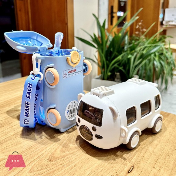 Cute Panda Bear Car Plastic Water Bottle with Straw 500ml