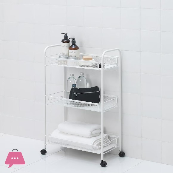 Danny Home Rolling Cart 3 Layer Trolley White 42x23x63cm
