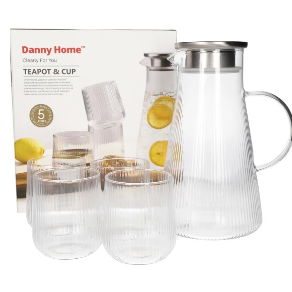 Danny Home 5-Piece Glass Juice Jar & Glasses Set
