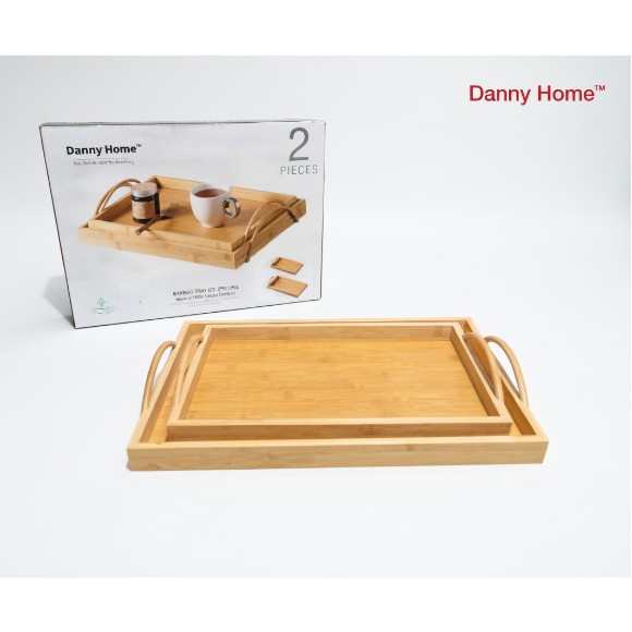 Danny Home Bamboo Tea Serving Tray Set - 2Pcs