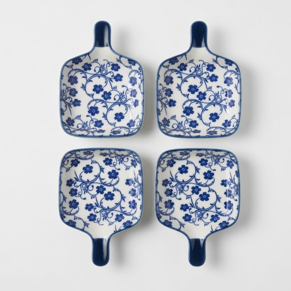 Danny Home Blue Floral Side Dish For Serving Pickles Sauces 4.75Inch 1Pcs