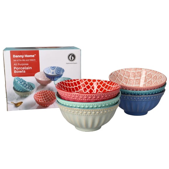 Danny Home Bohemian Design Soup Bowls 6Pcs 6Inch