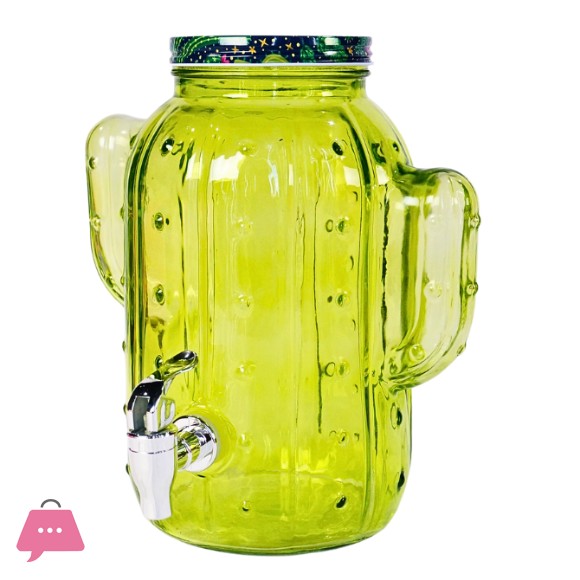 Danny Home Cactus Shaped Glass Drink Dispenser with Tap - 3.5Liter