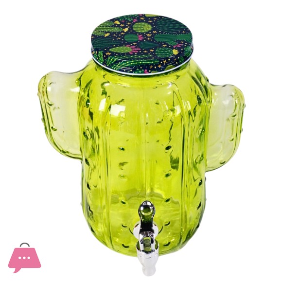 Danny Home Cactus Shaped Glass Drink Dispenser with Tap - 3.5Liter