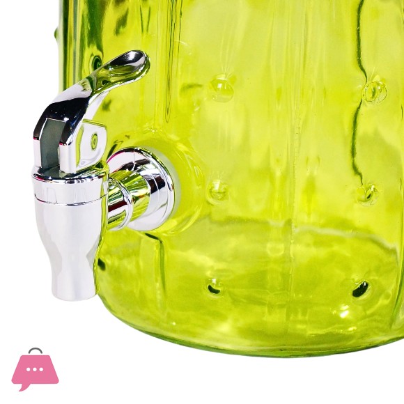 Danny Home Cactus Shaped Glass Drink Dispenser with Tap - 3.5Liter