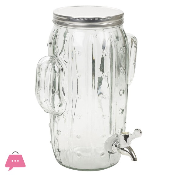Danny Home Cactus Shaped Glass Drink Dispenser with Tap - 3.5Liter