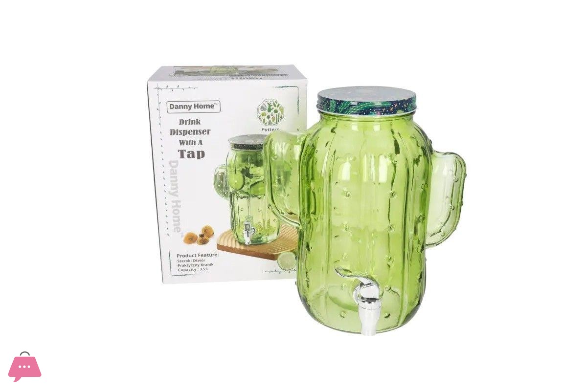 danny-home-cactus-shaped-glass-drink-dispenser-with-tap---3.5liter