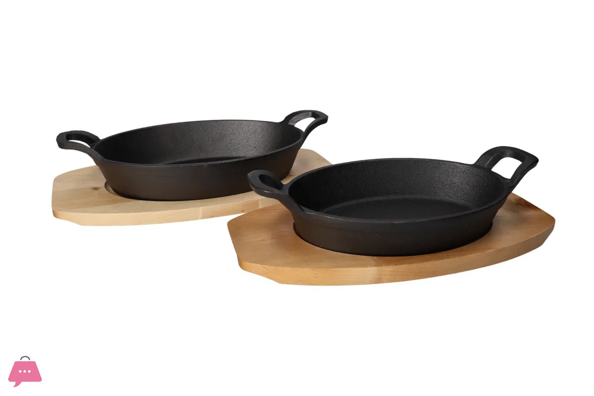 danny-home-cast-iron-sizzling-pan-with-bamboo-base---22x15.4x4.2cm