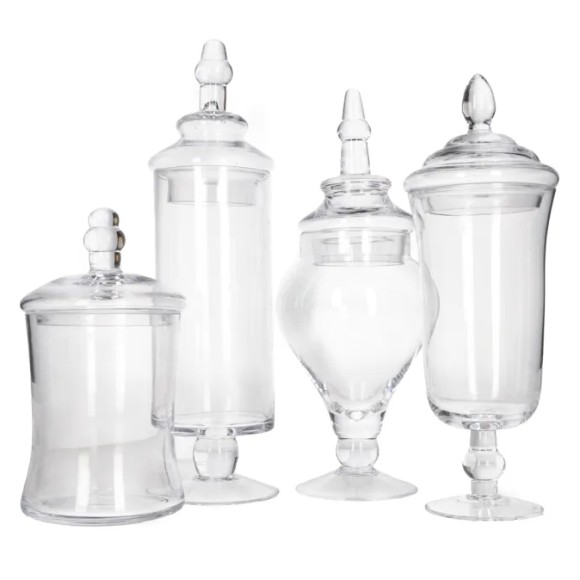 Danny Home Decorative Cookie Glass Jar Set 4Pcs