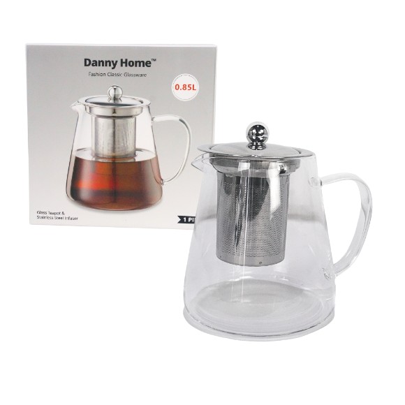 Danny Home Glass Tea Pot with Infuser 850ML