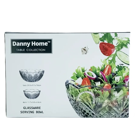 Danny Home Glassware Serving Bowl Set 7 Pcs