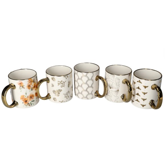 Danny Home Classic White Elegant Golden Rim Designed Coffee Mug 350ml 1-Pcs