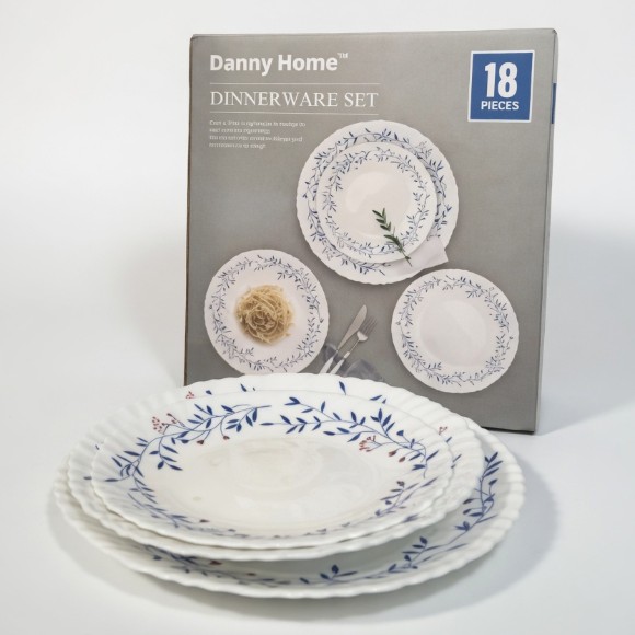 Danny Home Opal Glass Plate Set Dinnerware Set 18pcs