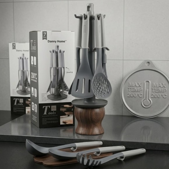 Danny Home Nylon Kitchen Utensil Cooking Spoon Set 7Pcs