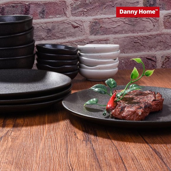 Danny Home Porcelain Black Dinner Plate 1Piece 10.5Inch