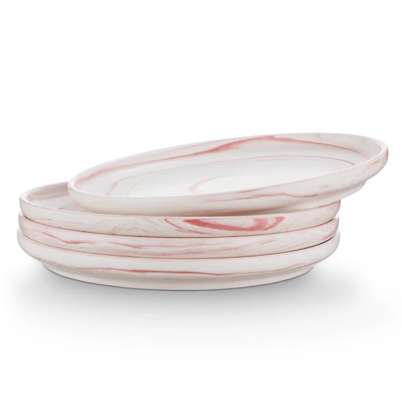 Danny Home Porcelain Pink Marble Dinner Plates 1Pcs 10Inch