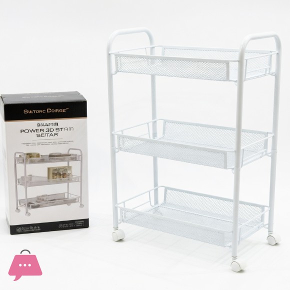 Danny Home Rolling Cart 3 Layer Trolley White 42x23x63cm