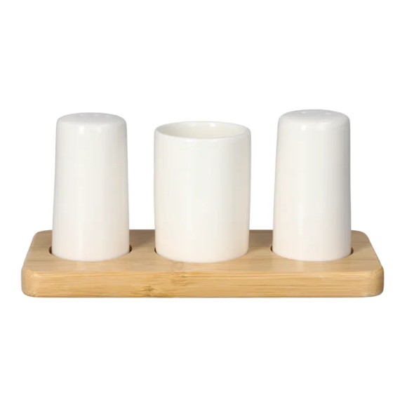 Danny Home Porcelain Salt & Pepper Shaker with Stand 4pcs