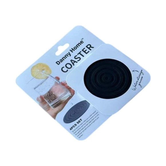 Danny Home Silicone Coaster Grey Set 4Pcs 10cm
