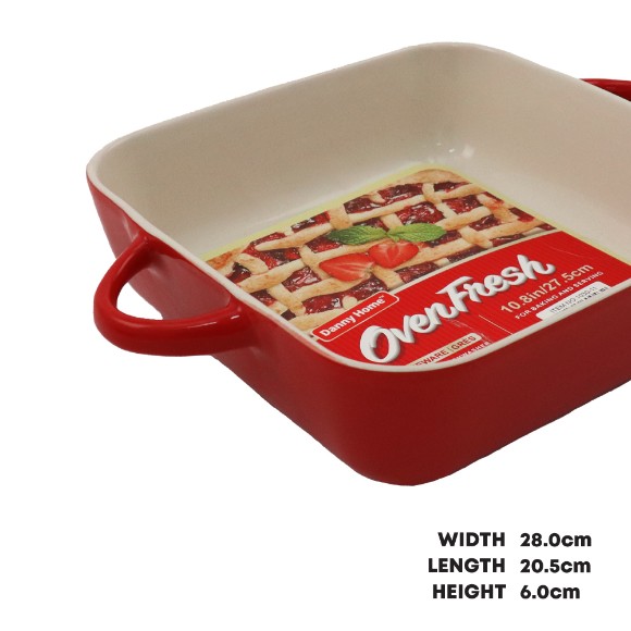 Danny Home Stoneware Square Roaster Baking Dish 10.8 Inch / 1.65 Liter